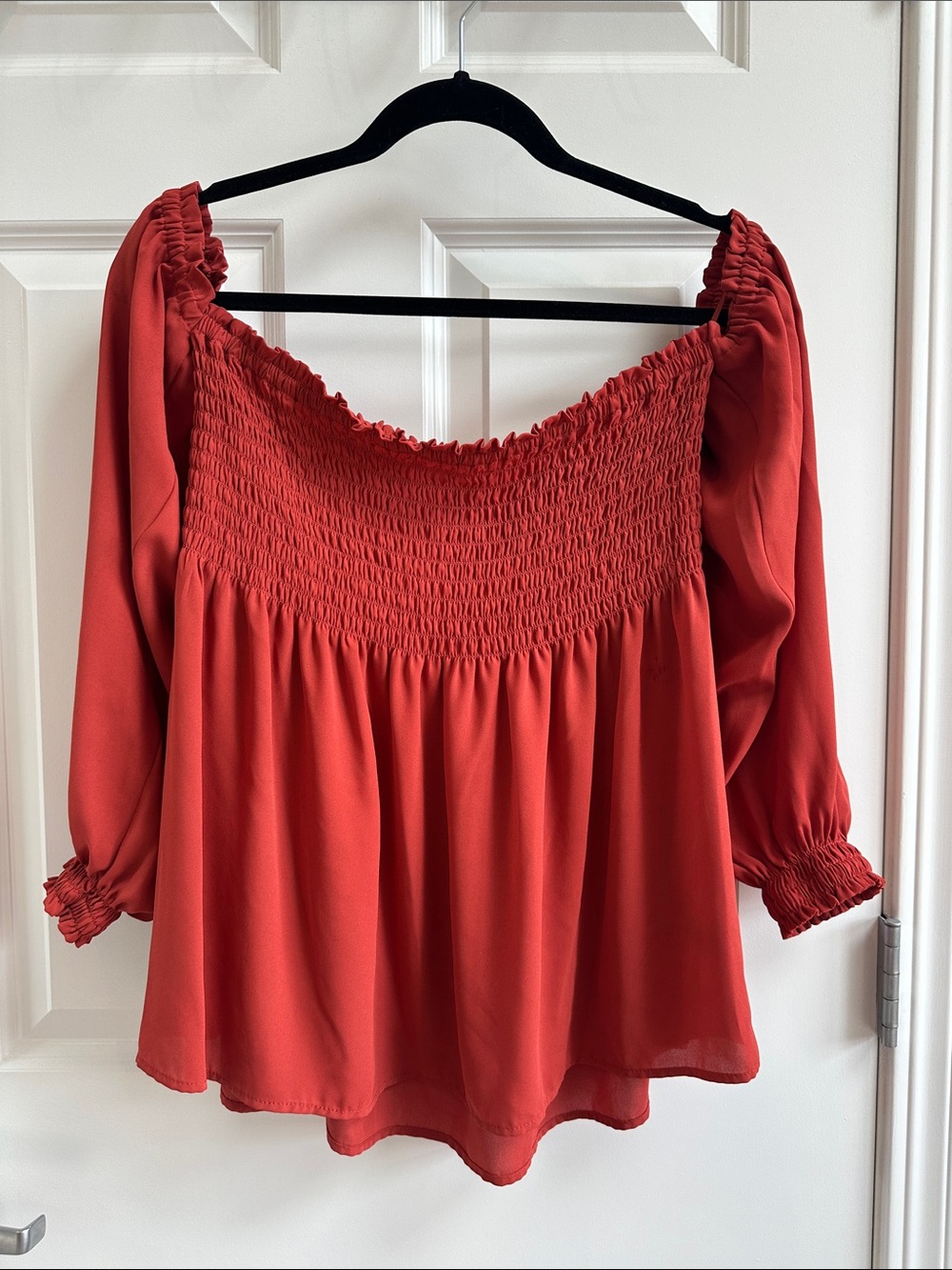 Express Off-Shoulder Blouse - Rust